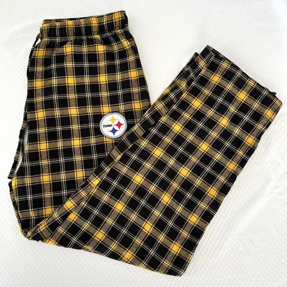 Pittsburgh Steelers Unisex Pajama Lounge Pants L Plaid NFL Team Apparel Flannel - Picture 1 of 6